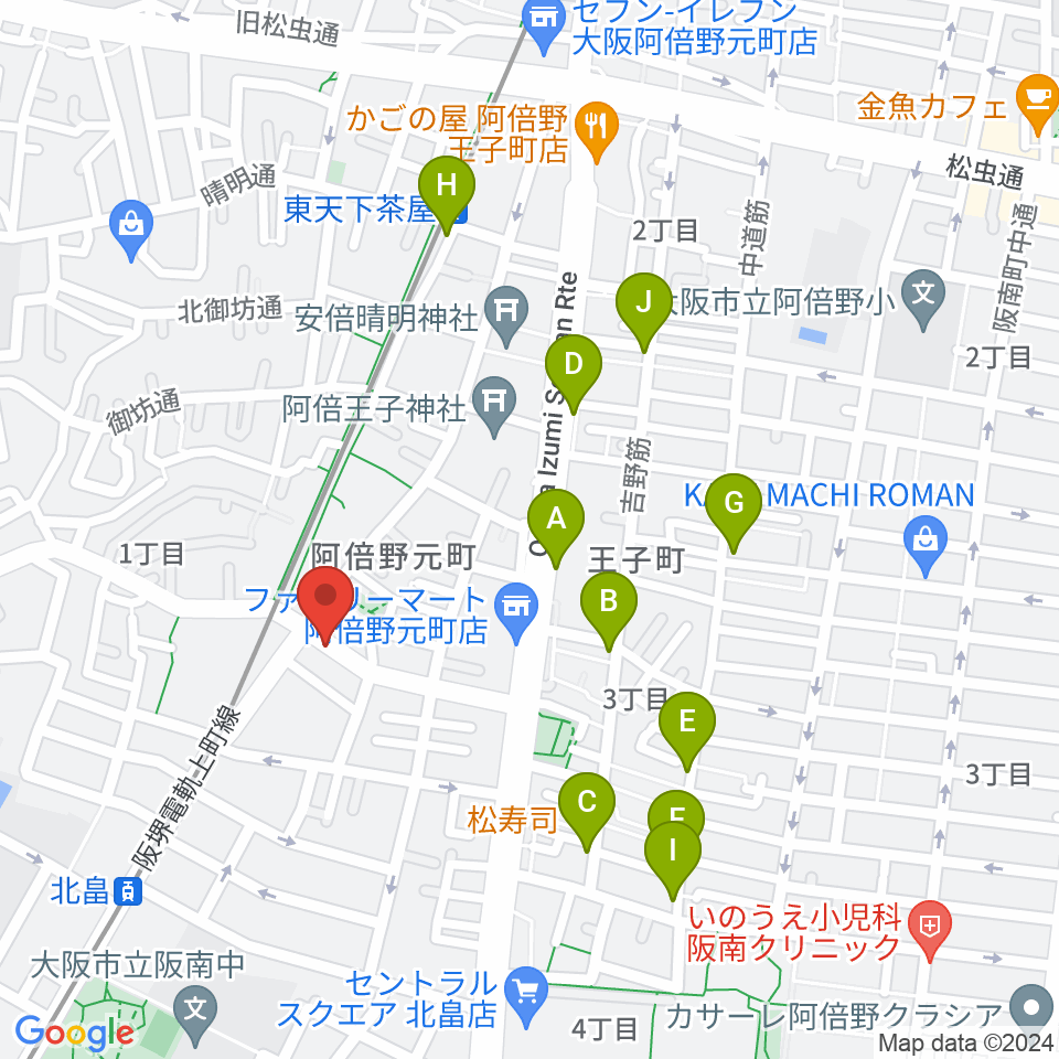 ベル音楽サロン周辺のカフェ一覧地図