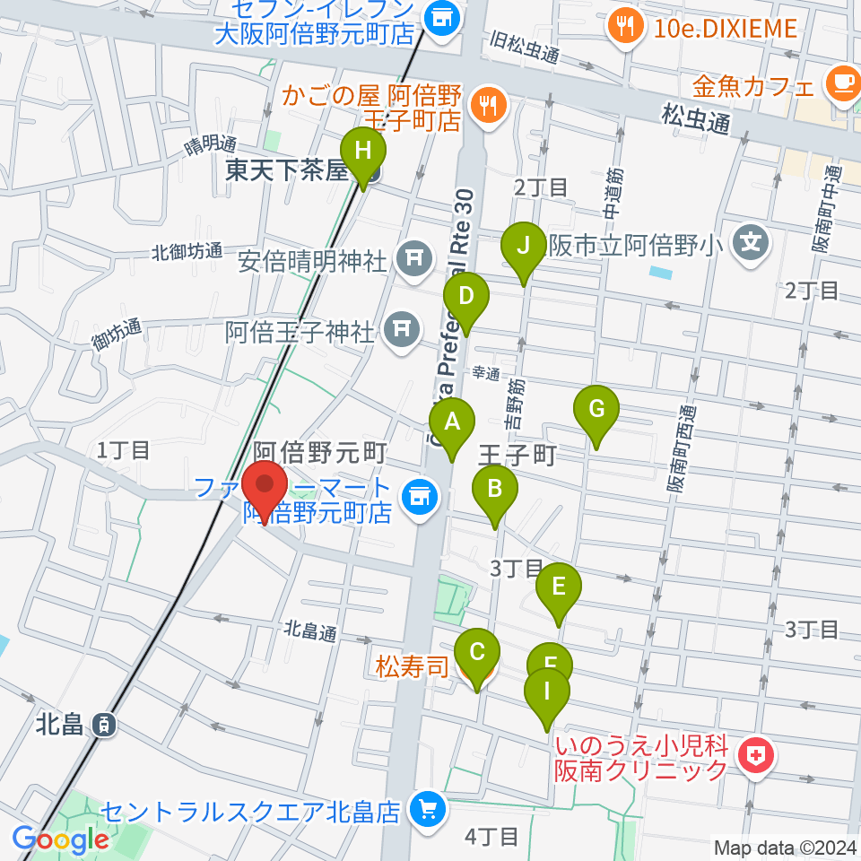 ベル音楽サロン周辺のカフェ一覧地図