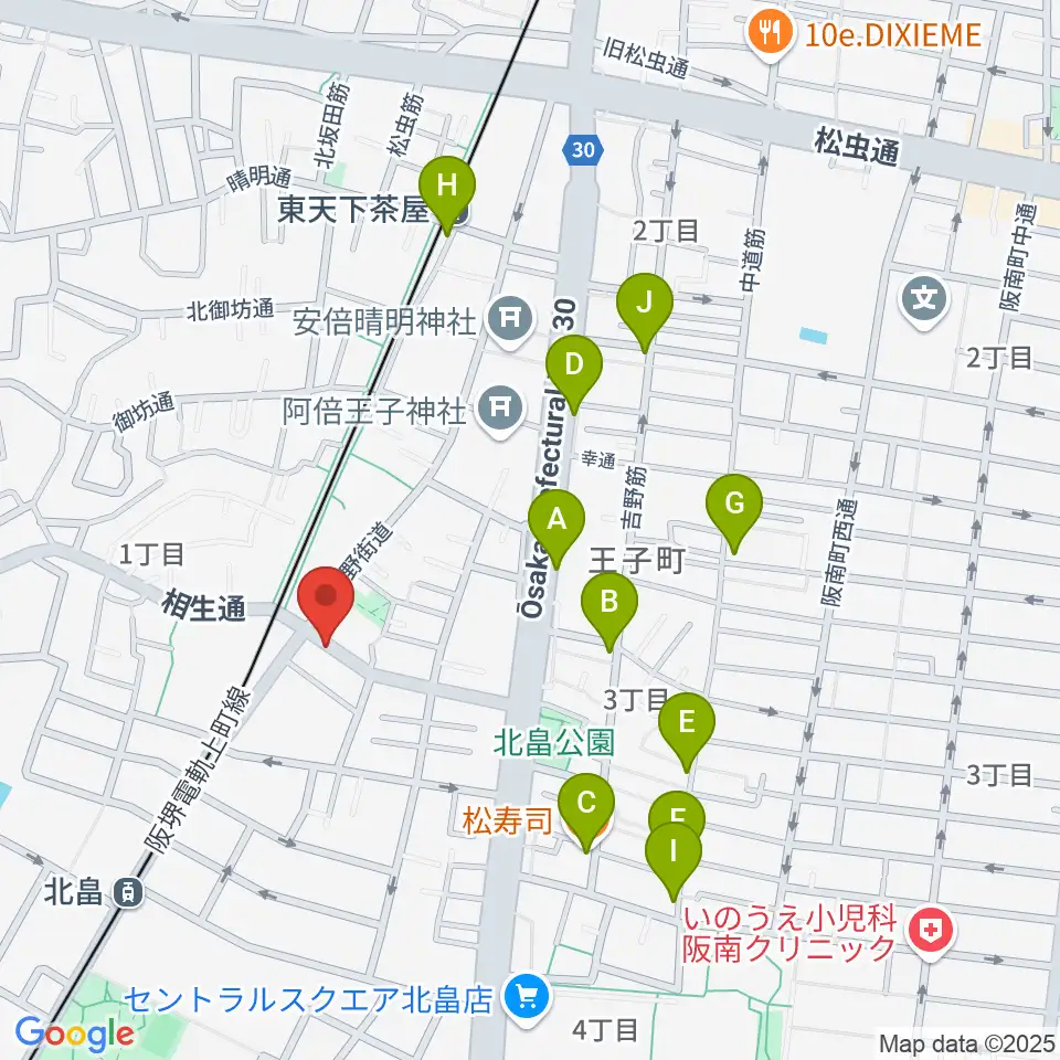 ベル音楽サロン周辺のカフェ一覧地図