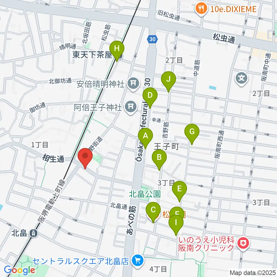 ベル音楽サロン周辺のカフェ一覧地図