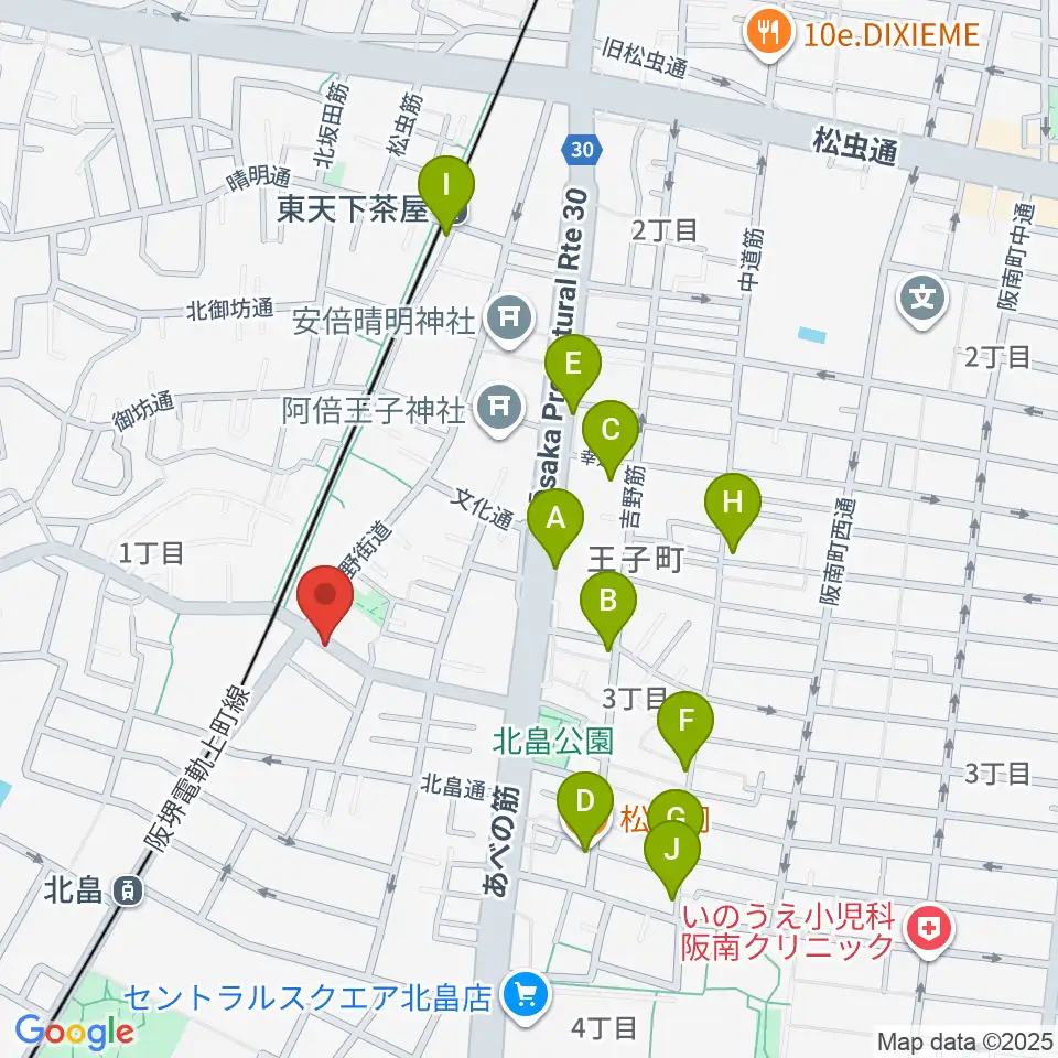 ベル音楽サロン周辺のカフェ一覧地図
