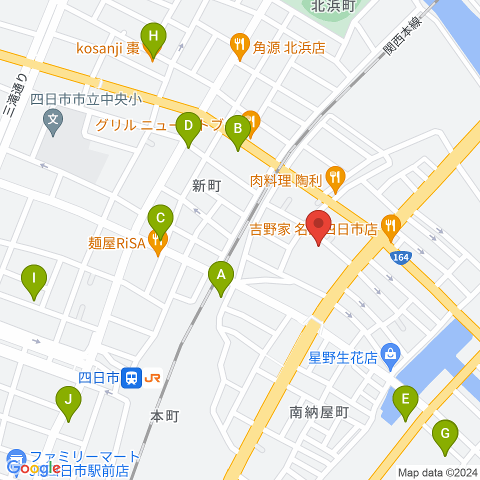 四日市市なやプラザ周辺のカフェ一覧地図