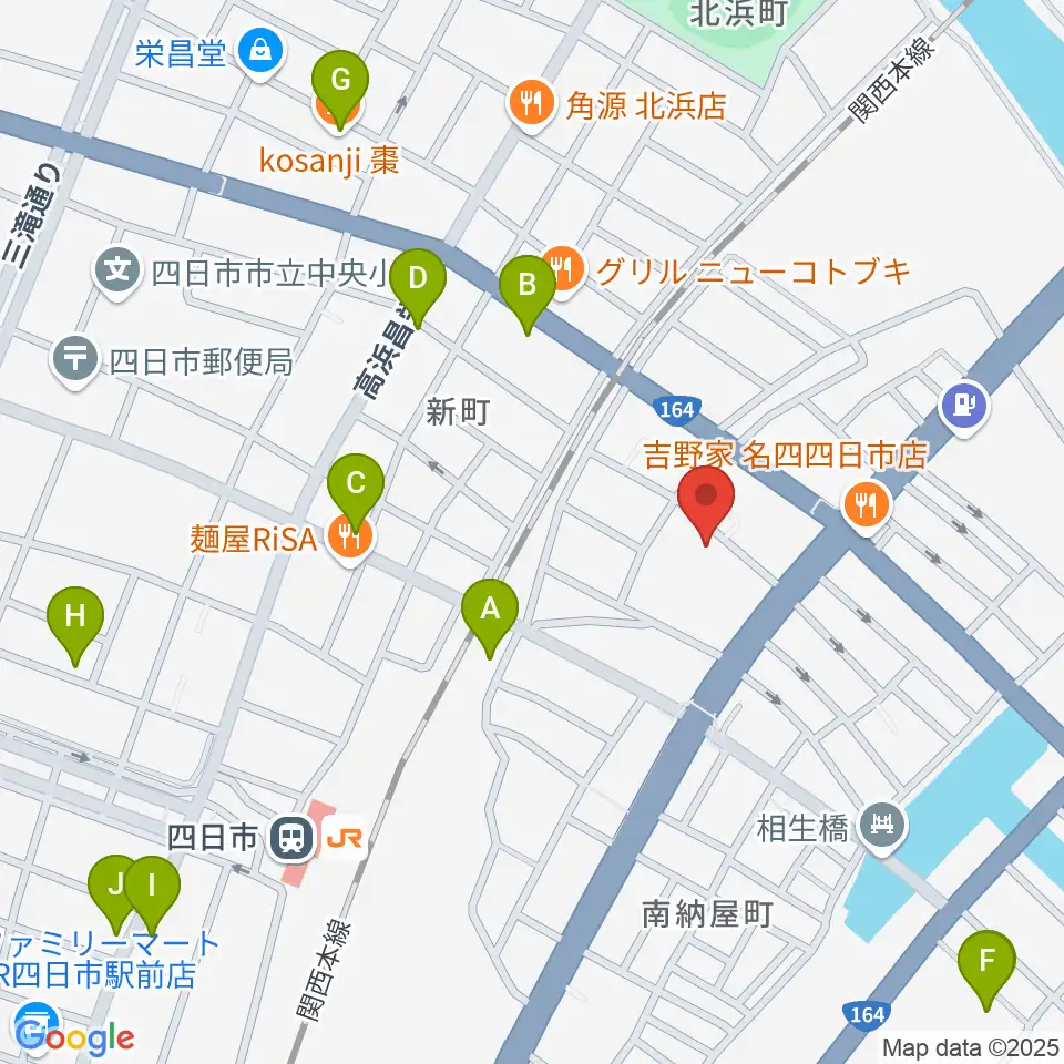 四日市市なやプラザ周辺のカフェ一覧地図