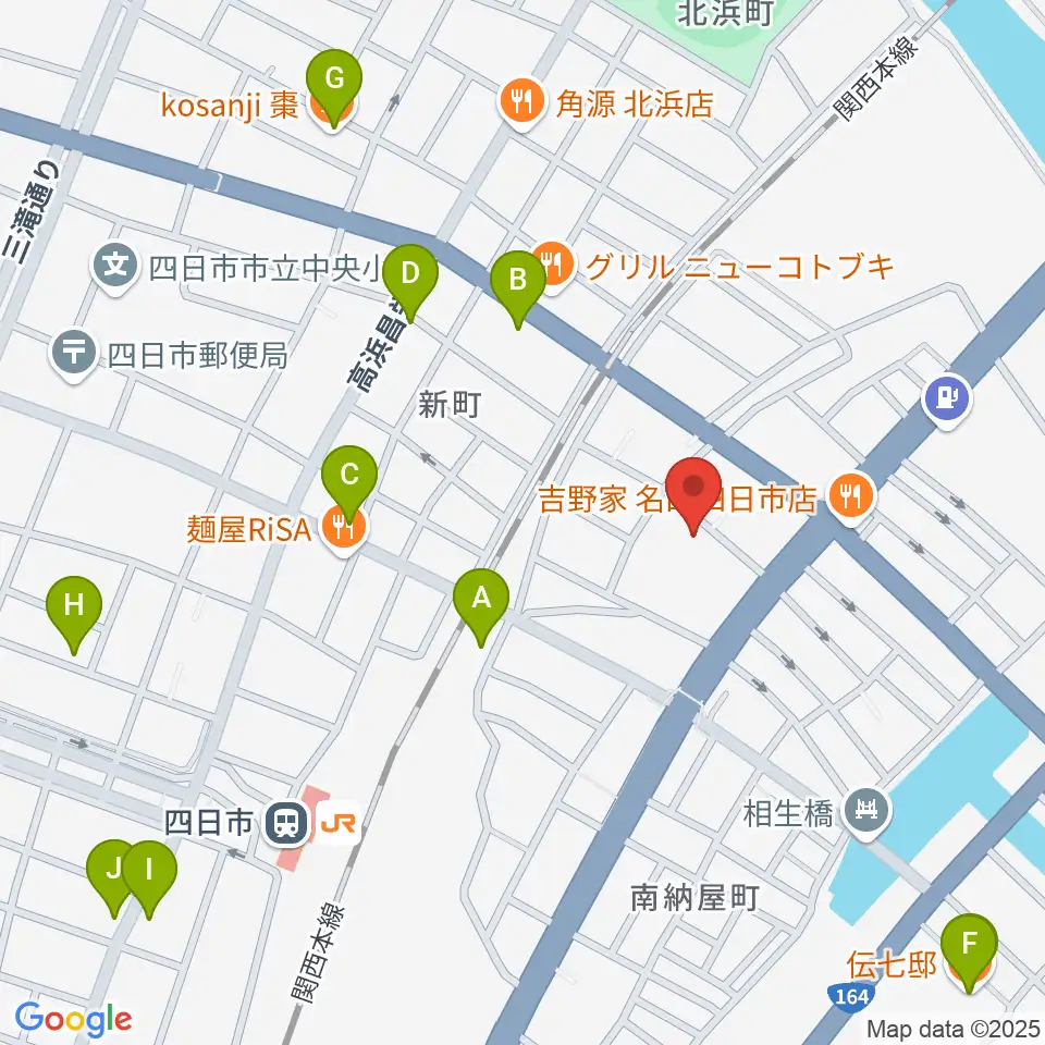 四日市市なやプラザ周辺のカフェ一覧地図