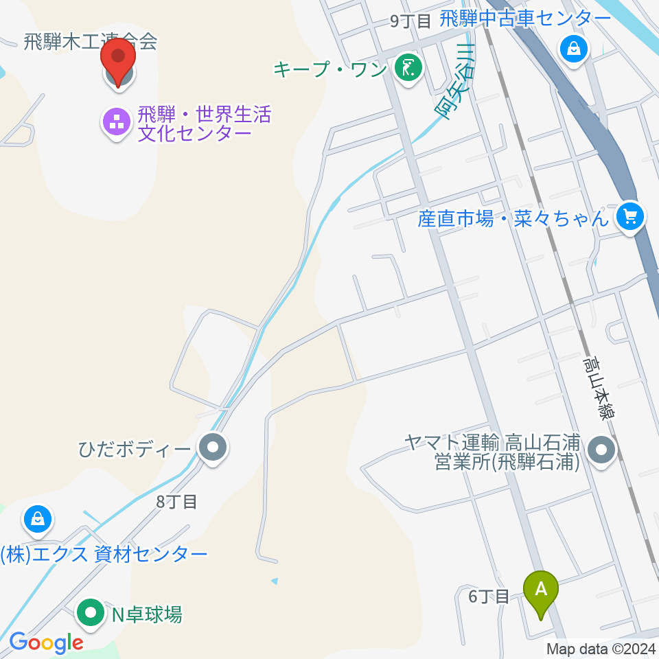 飛騨芸術堂周辺のカフェ一覧地図