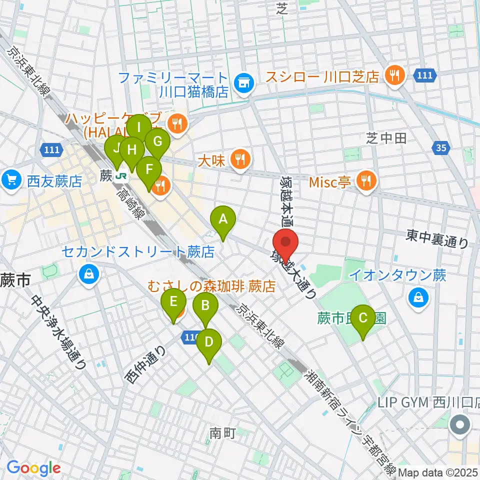 天沢バイオリン工房周辺のカフェ一覧地図