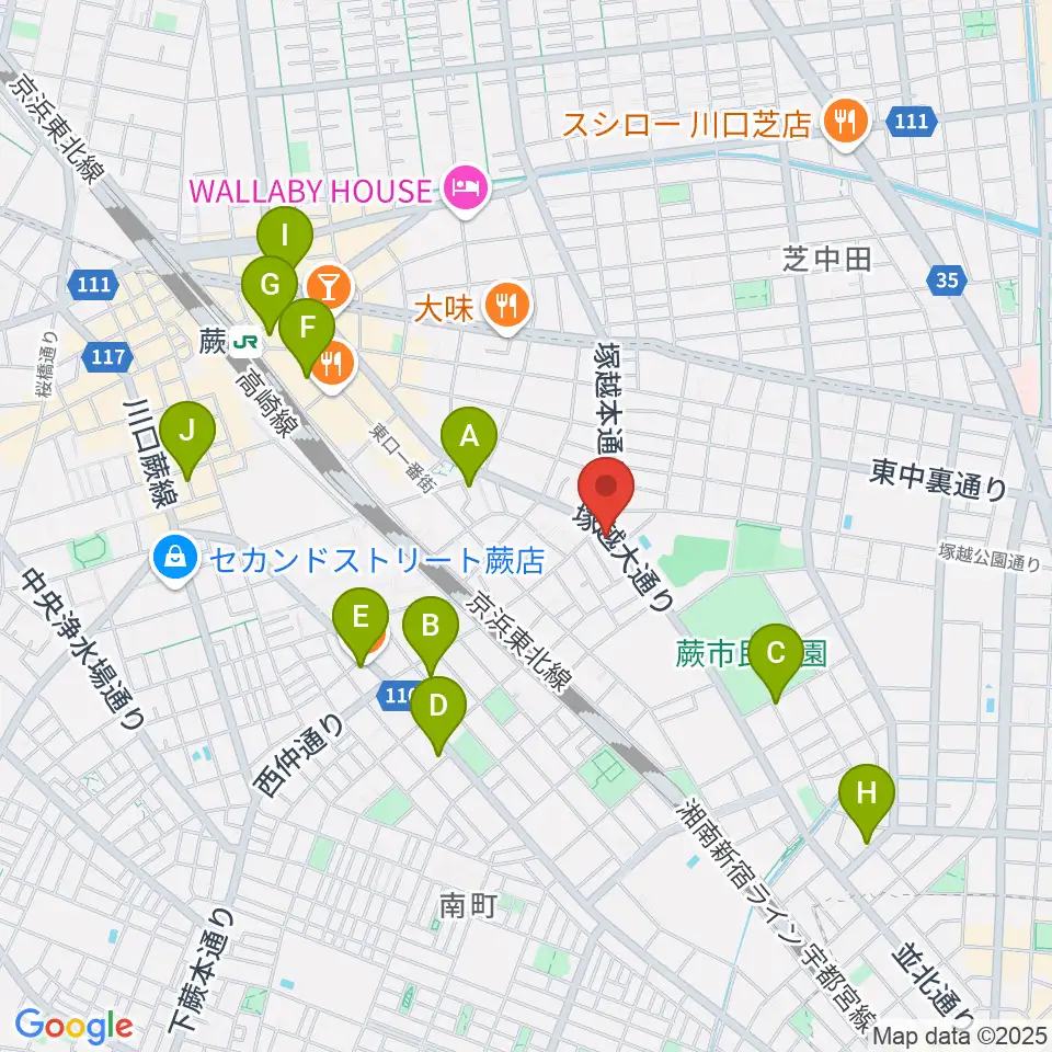 天沢バイオリン工房周辺のカフェ一覧地図