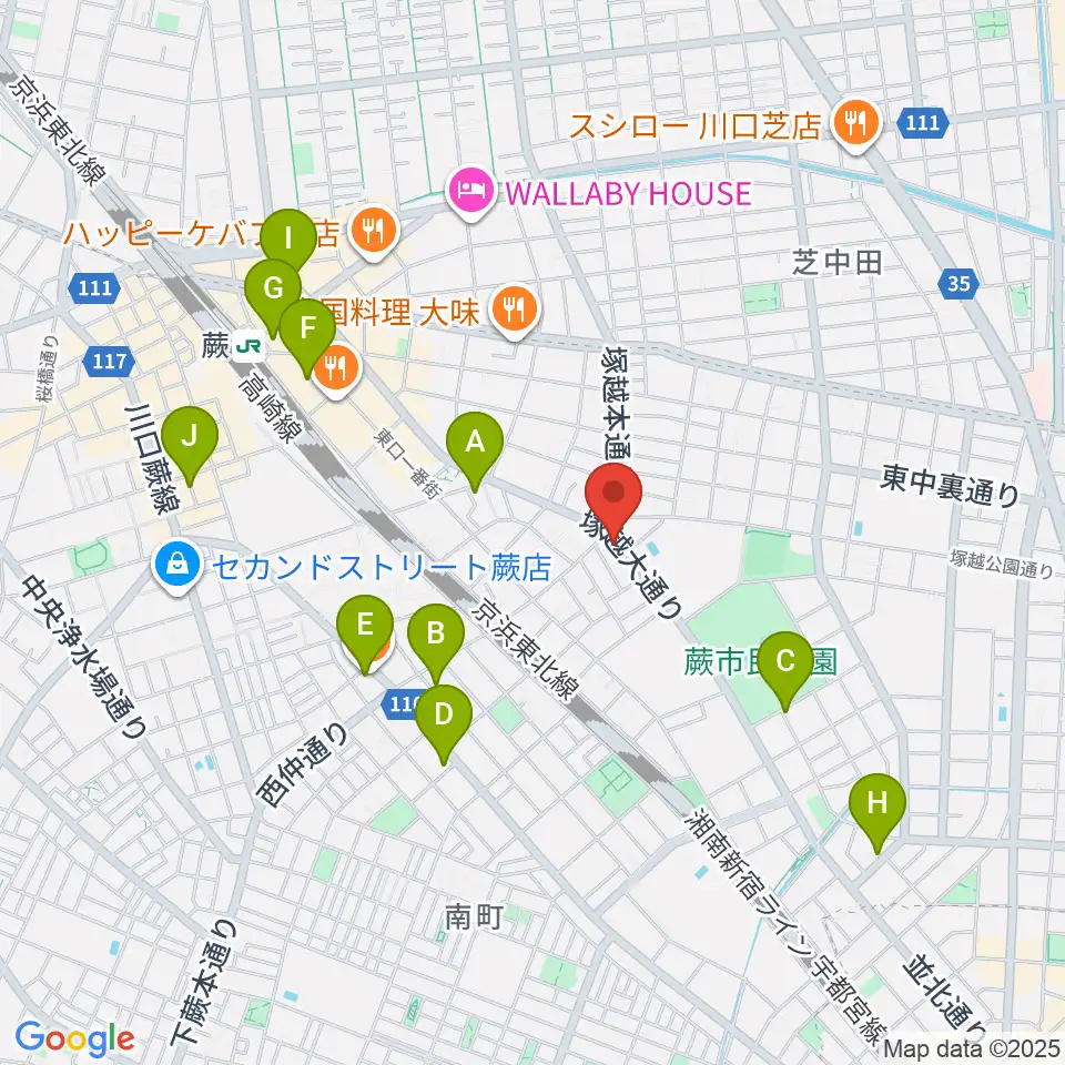 天沢バイオリン工房周辺のカフェ一覧地図