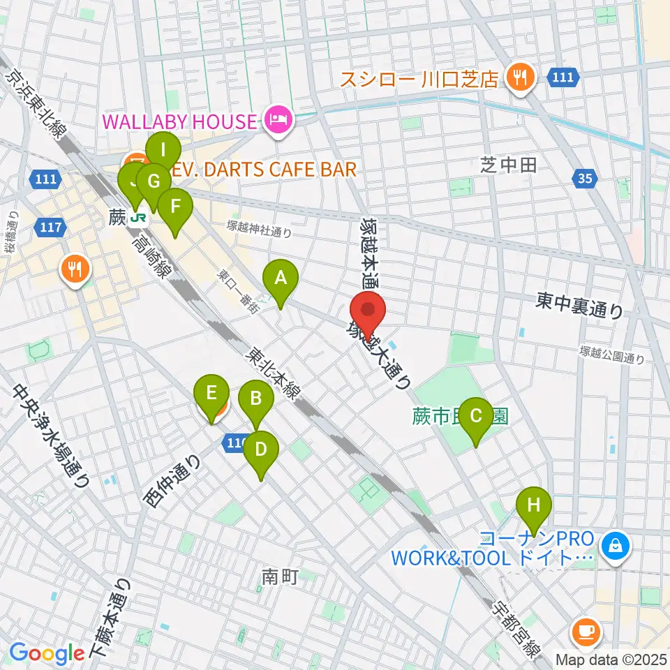 天沢バイオリン工房周辺のカフェ一覧地図