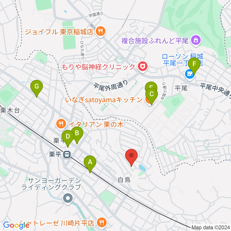 菊池ヴァイオリン・ピアノ教室周辺のカフェ一覧地図