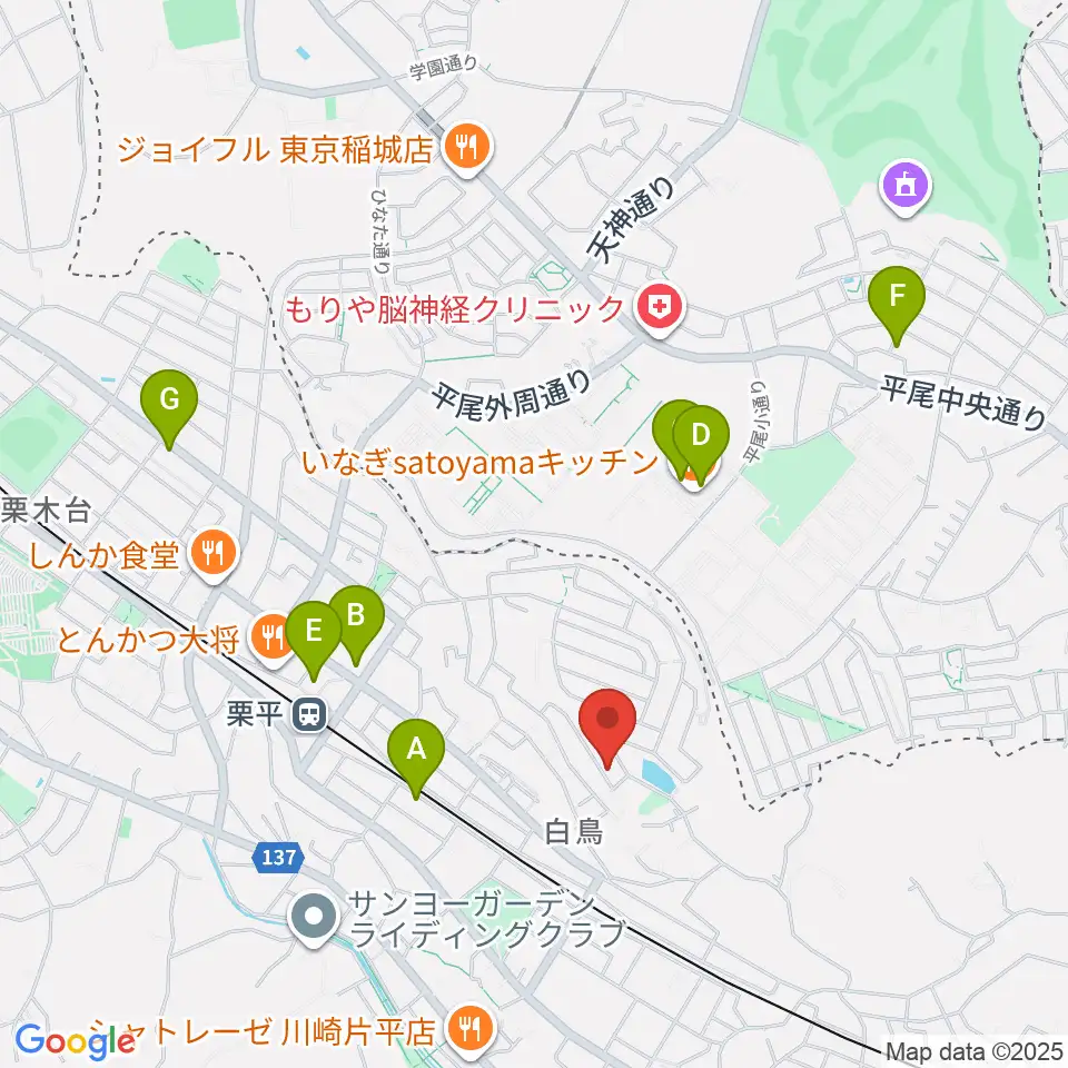 菊池ヴァイオリン・ピアノ教室周辺のカフェ一覧地図