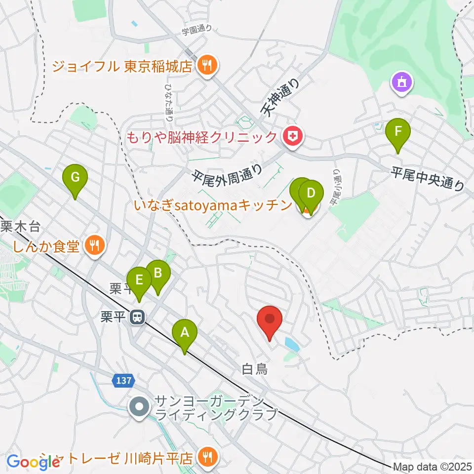菊池ヴァイオリン・ピアノ教室周辺のカフェ一覧地図