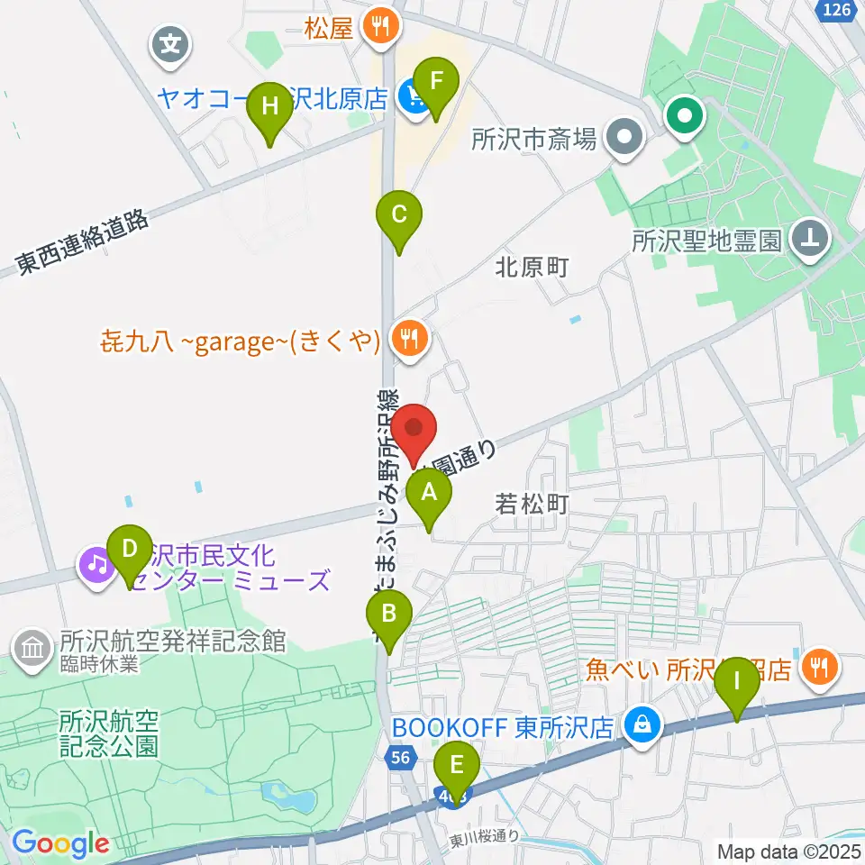 ピアノ教室Carol周辺のカフェ一覧地図