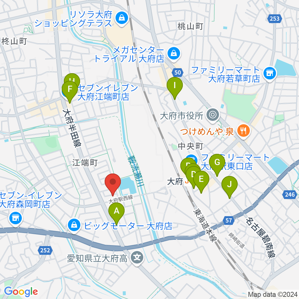 音楽教室ルチェンテ周辺のカフェ一覧地図