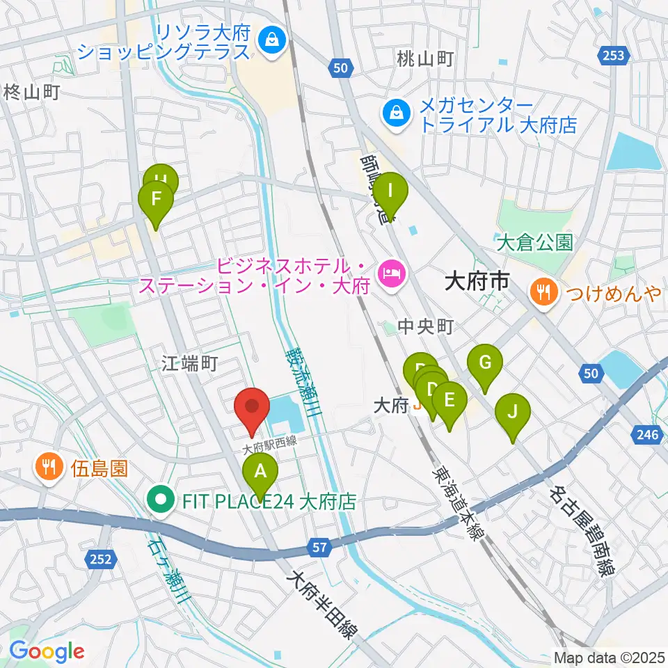 音楽教室ルチェンテ周辺のカフェ一覧地図