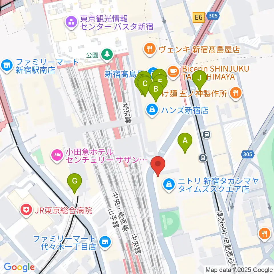 紀伊國屋サザンシアターTAKASHIMAYA周辺のカフェ一覧地図