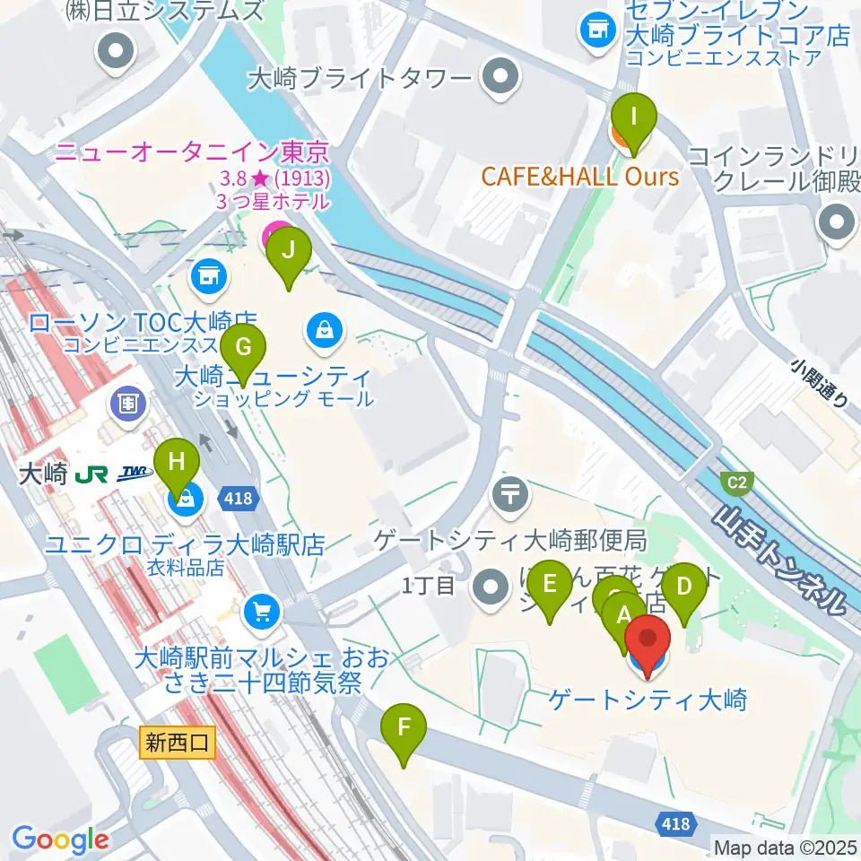 ゲートシティホール&ルーム周辺のカフェ一覧地図