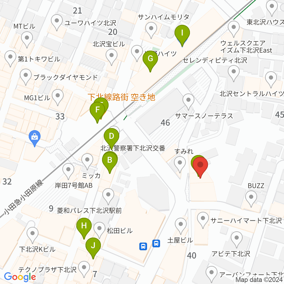 ザ・スズナリ周辺のカフェ一覧地図