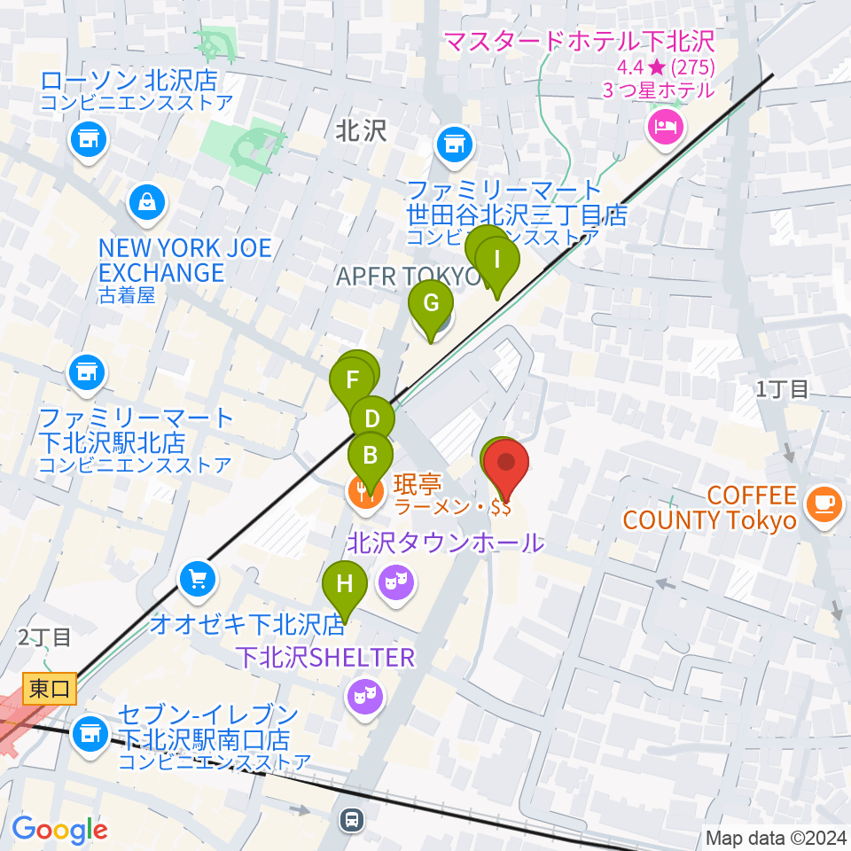 ザ・スズナリ周辺のカフェ一覧地図