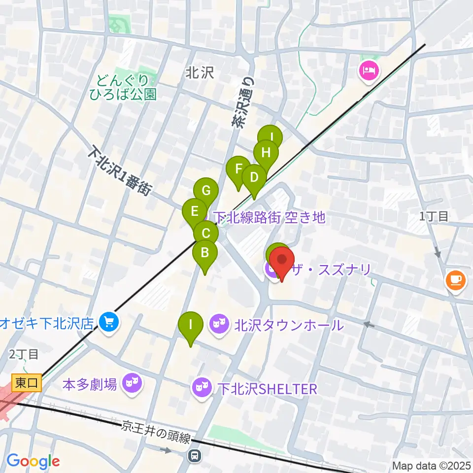 ザ・スズナリ周辺のカフェ一覧地図