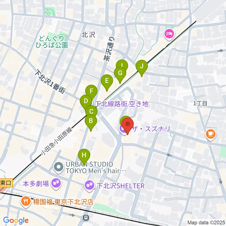 ザ・スズナリ周辺のカフェ一覧地図