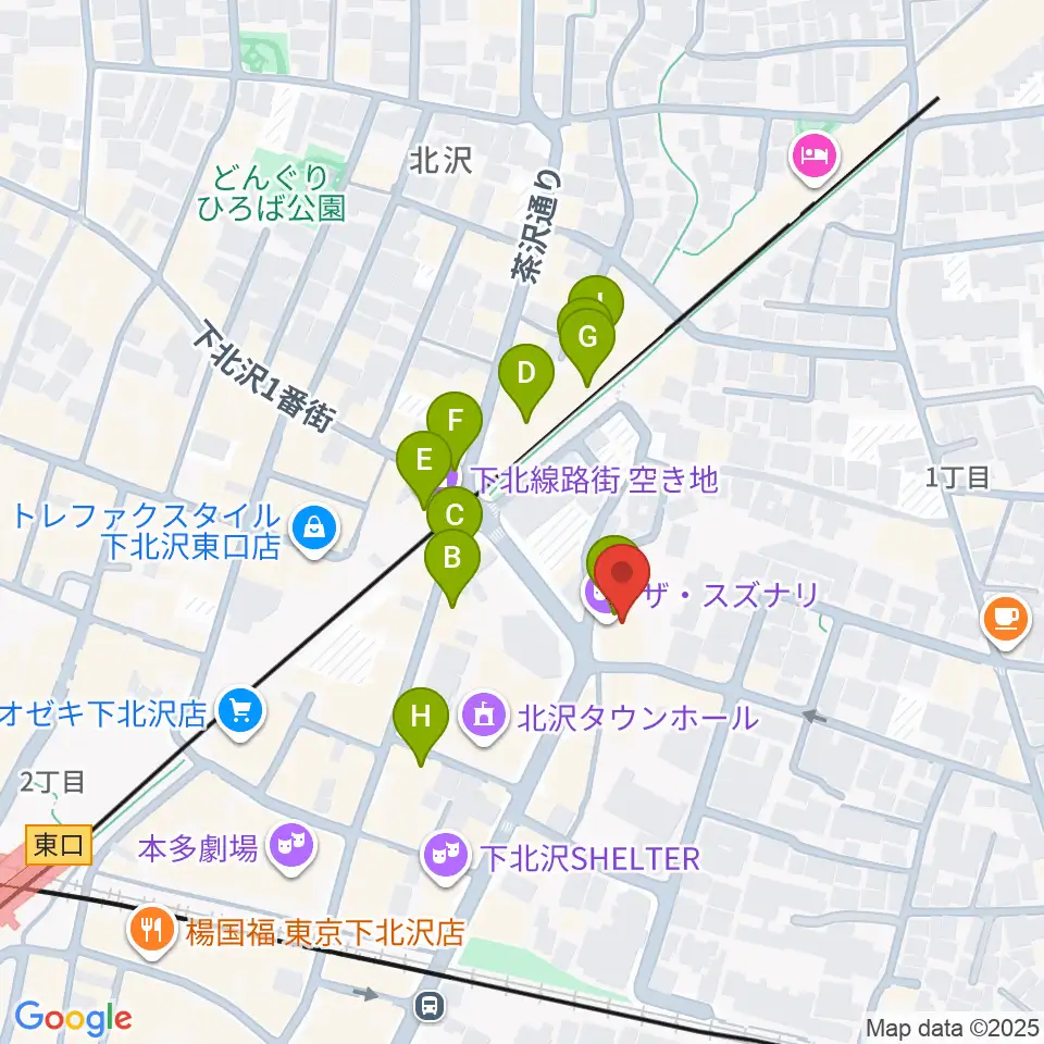 ザ・スズナリ周辺のカフェ一覧地図