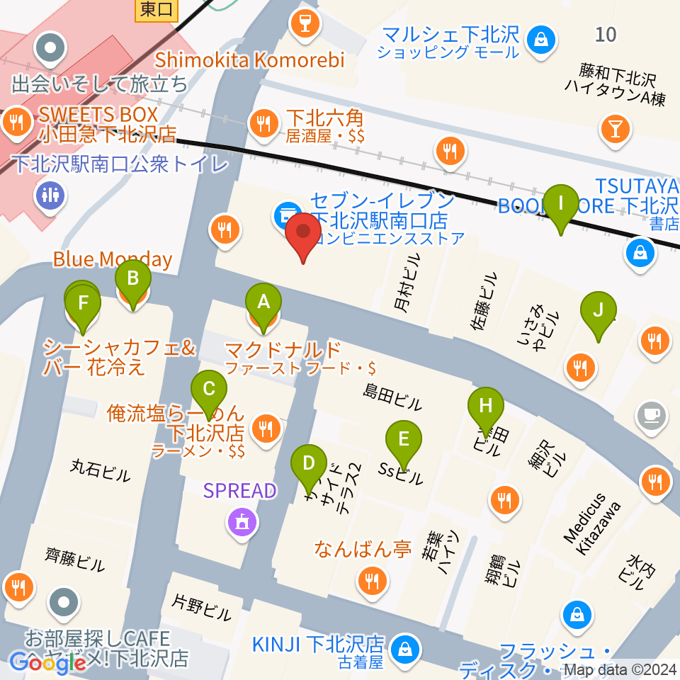 駅前劇場周辺のカフェ一覧地図