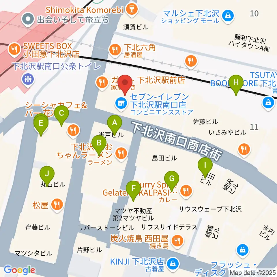 OFF・OFFシアター周辺のカフェ一覧地図