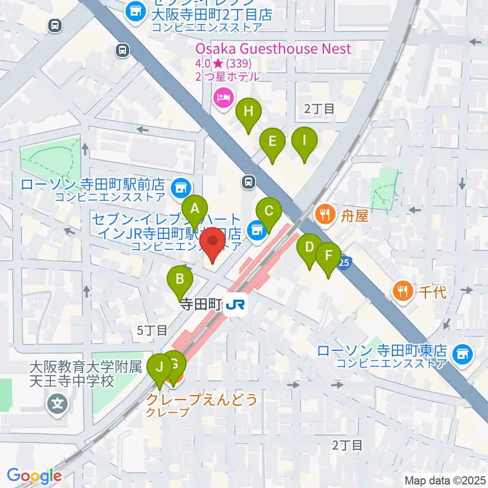 寺田町Fireloop周辺のカフェ一覧地図
