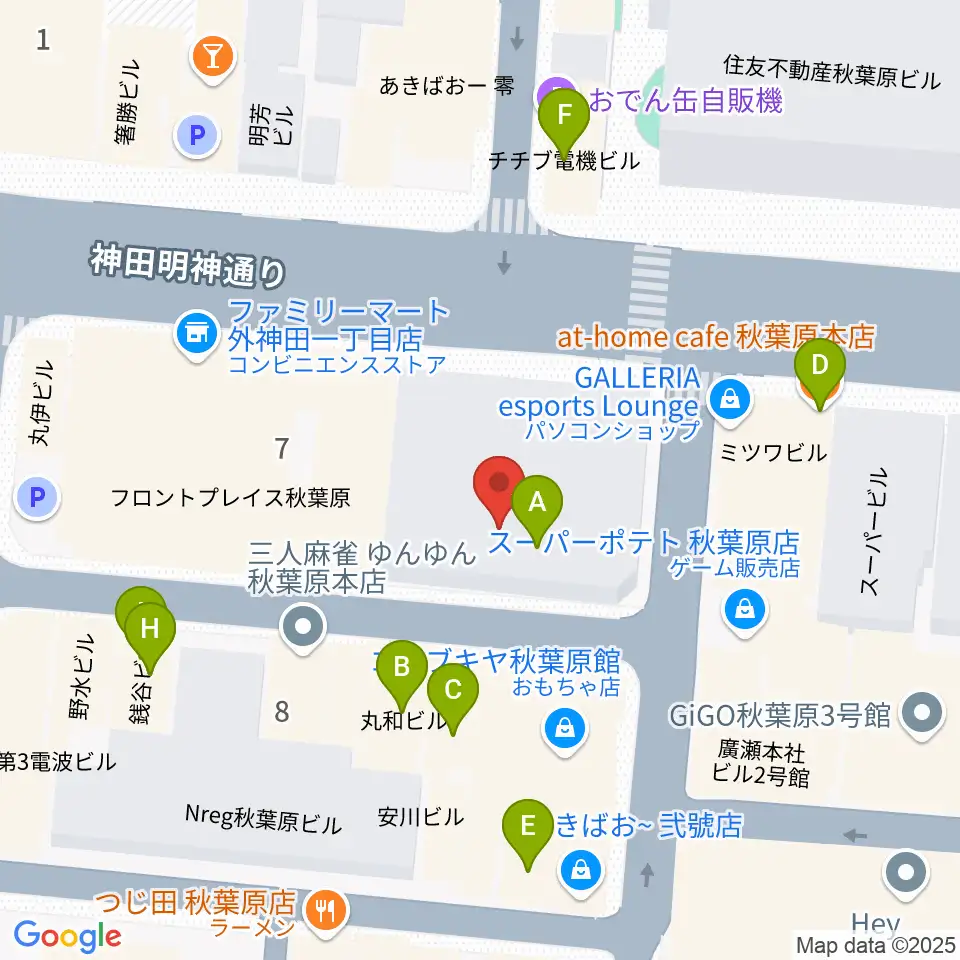 AKIBAカルチャーズ劇場周辺のカフェ一覧地図