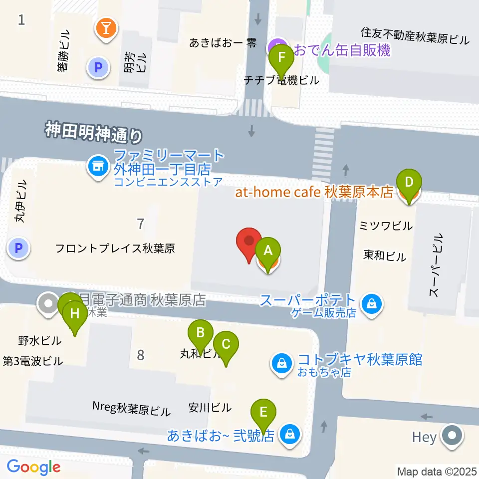 AKIBAカルチャーズ劇場周辺のカフェ一覧地図
