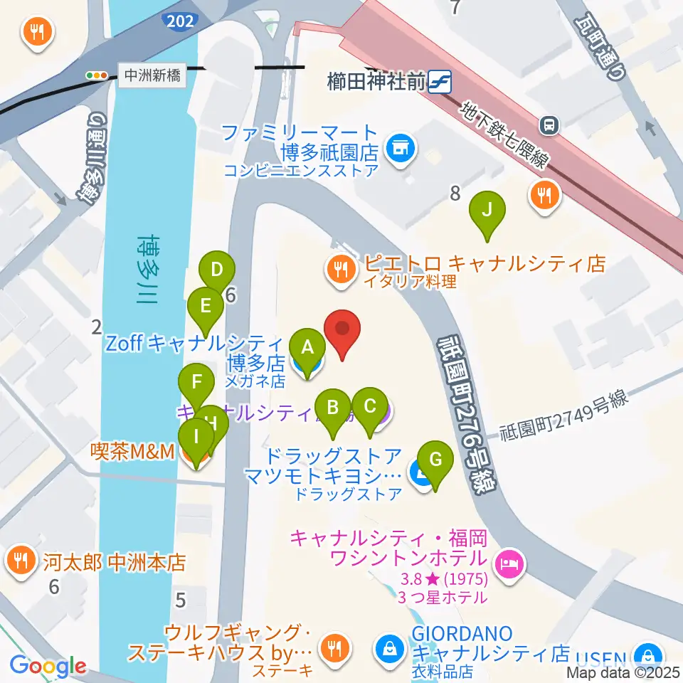 キャナルシティ劇場周辺のカフェ一覧地図
