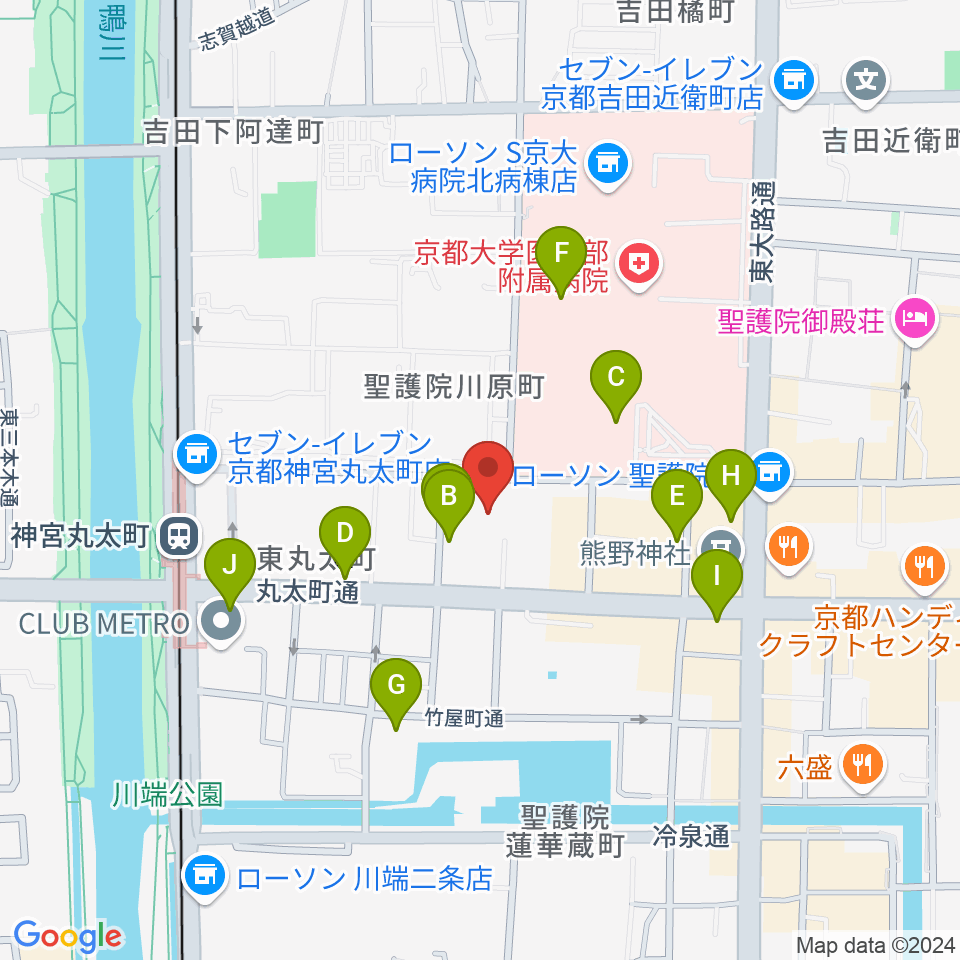 京都教育文化センター周辺のカフェ一覧地図