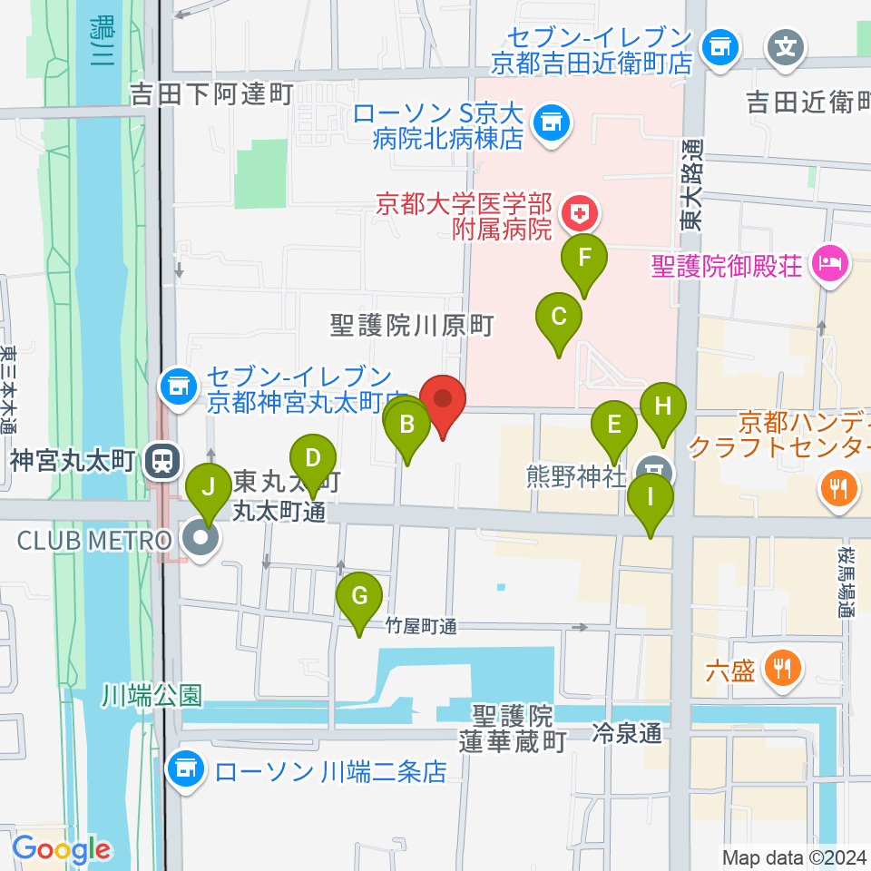 京都教育文化センター周辺のカフェ一覧地図