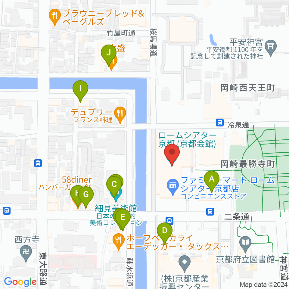 ロームシアター京都周辺のカフェ一覧地図