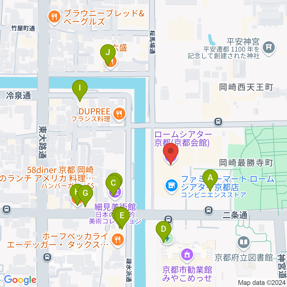 ロームシアター京都周辺のカフェ一覧地図