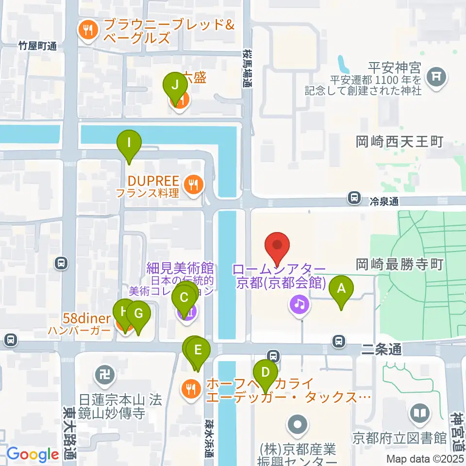 ロームシアター京都周辺のカフェ一覧地図