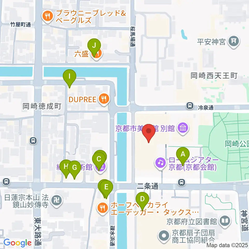 ロームシアター京都周辺のカフェ一覧地図