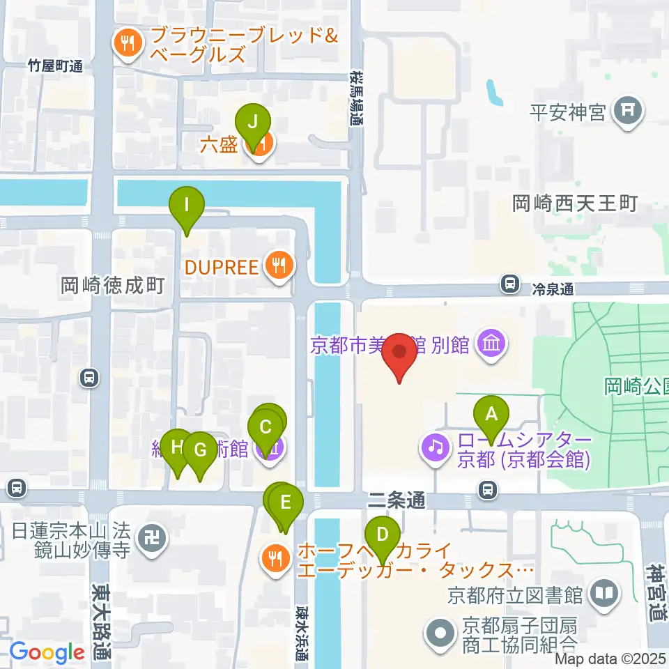 ロームシアター京都周辺のカフェ一覧地図