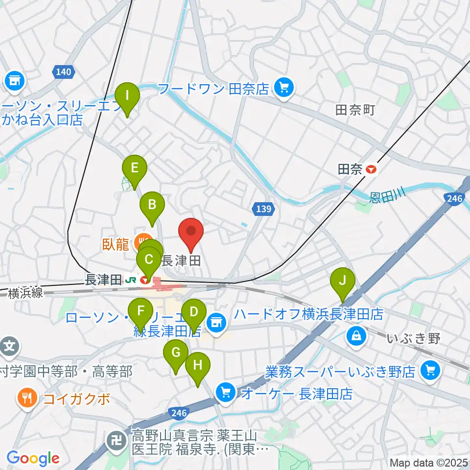 横浜市緑区民文化センター みどりアートパーク周辺のカフェ一覧地図
