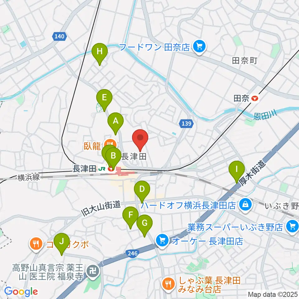 横浜市緑区民文化センター みどりアートパーク周辺のカフェ一覧地図