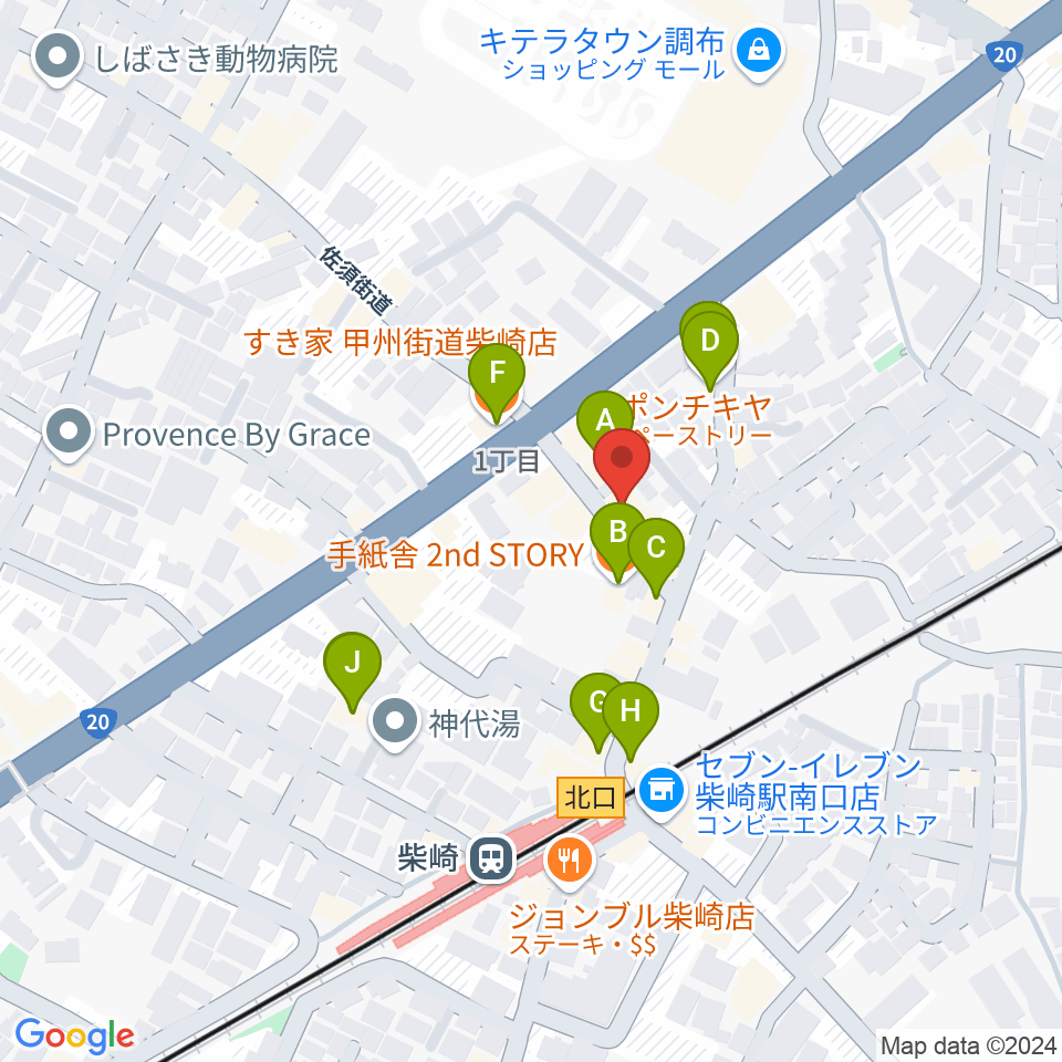 柴崎MISS YOU周辺のカフェ一覧地図