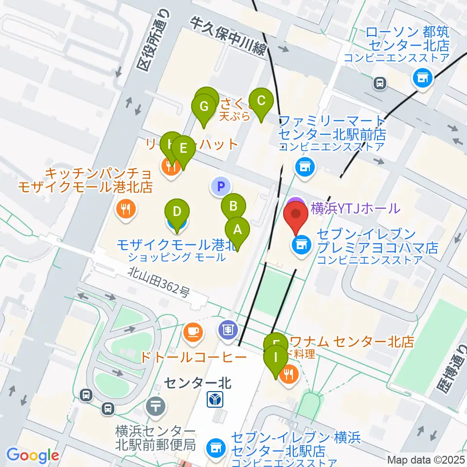 横浜YTJホール周辺のカフェ一覧地図