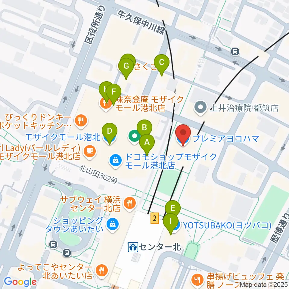 横浜YTJホール周辺のカフェ一覧地図
