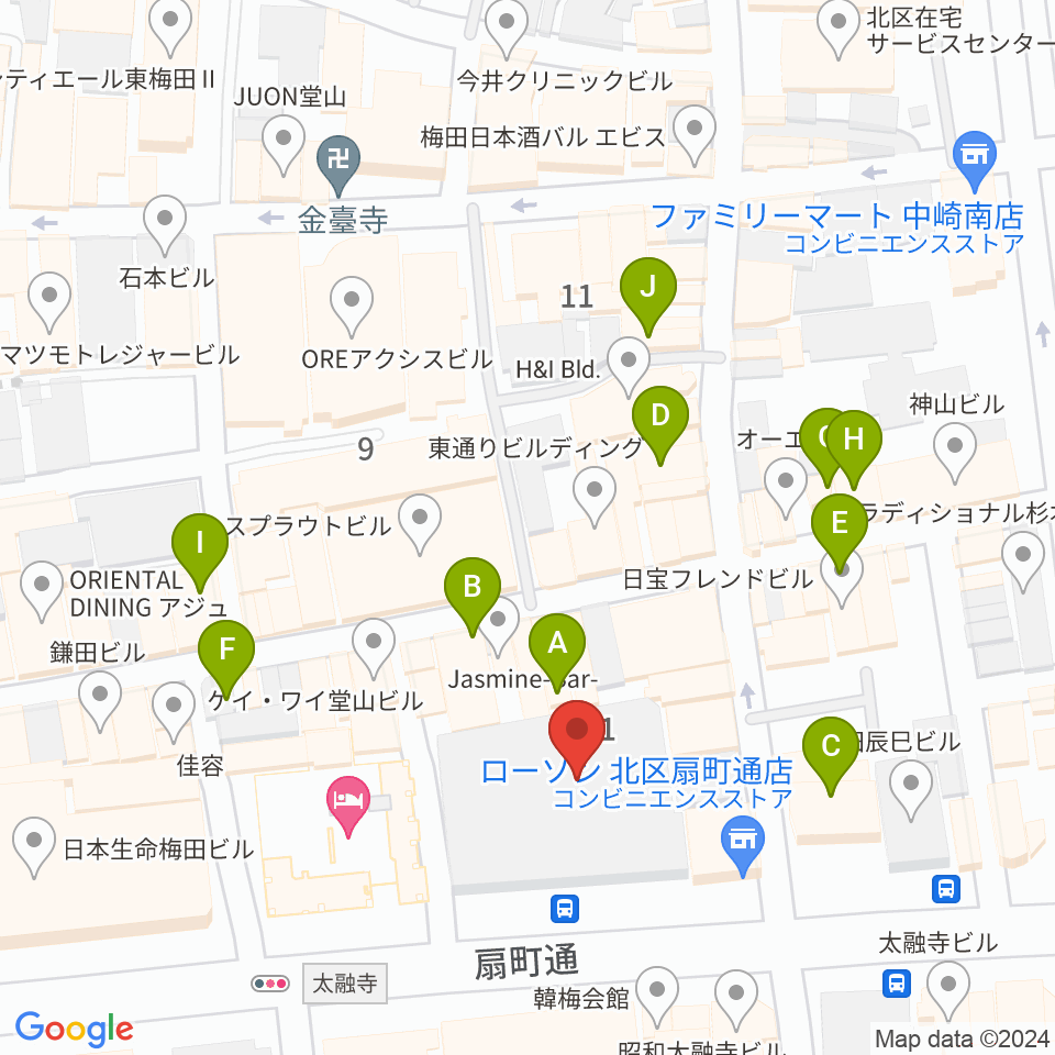 梅田Zeela周辺のカフェ一覧地図