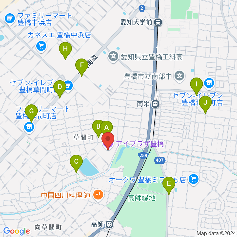 アイプラザ豊橋周辺のカフェ一覧地図