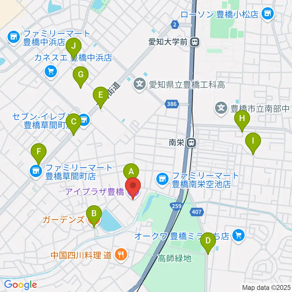 アイプラザ豊橋周辺のカフェ一覧地図