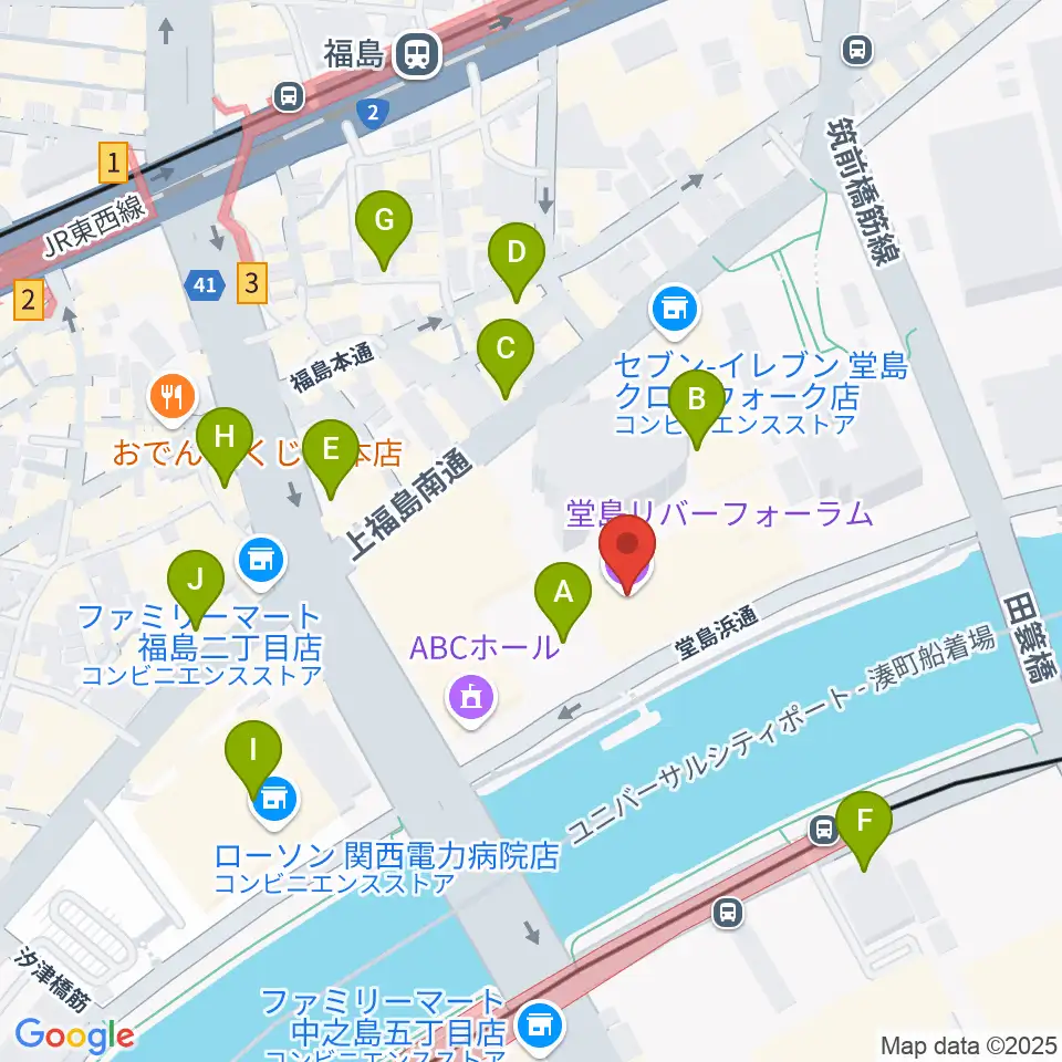 堂島リバーフォーラム周辺のカフェ一覧地図