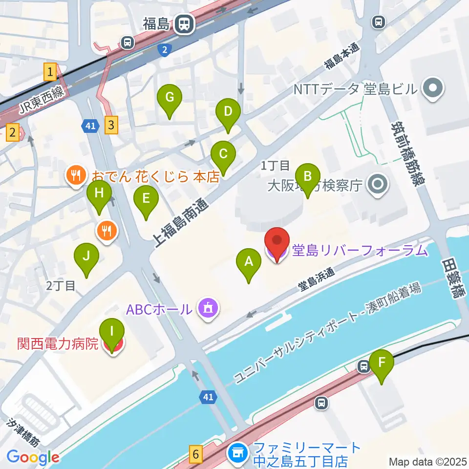 堂島リバーフォーラム周辺のカフェ一覧地図