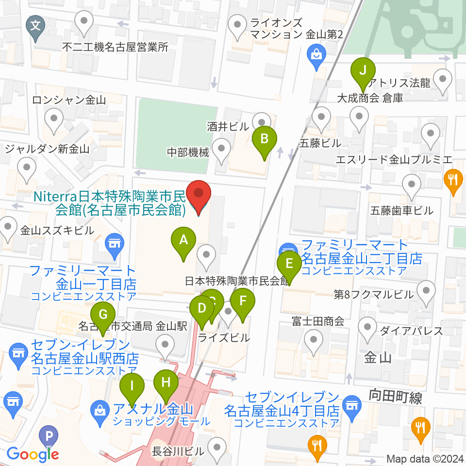 Niterra日本特殊陶業市民会館周辺のカフェ一覧地図